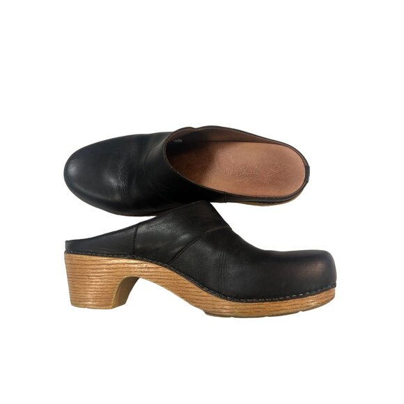 DANSKO Black Leather Open Heel Clogs Shoes Womens 8.5 9 Euro 39 - Picture 4 of 7
